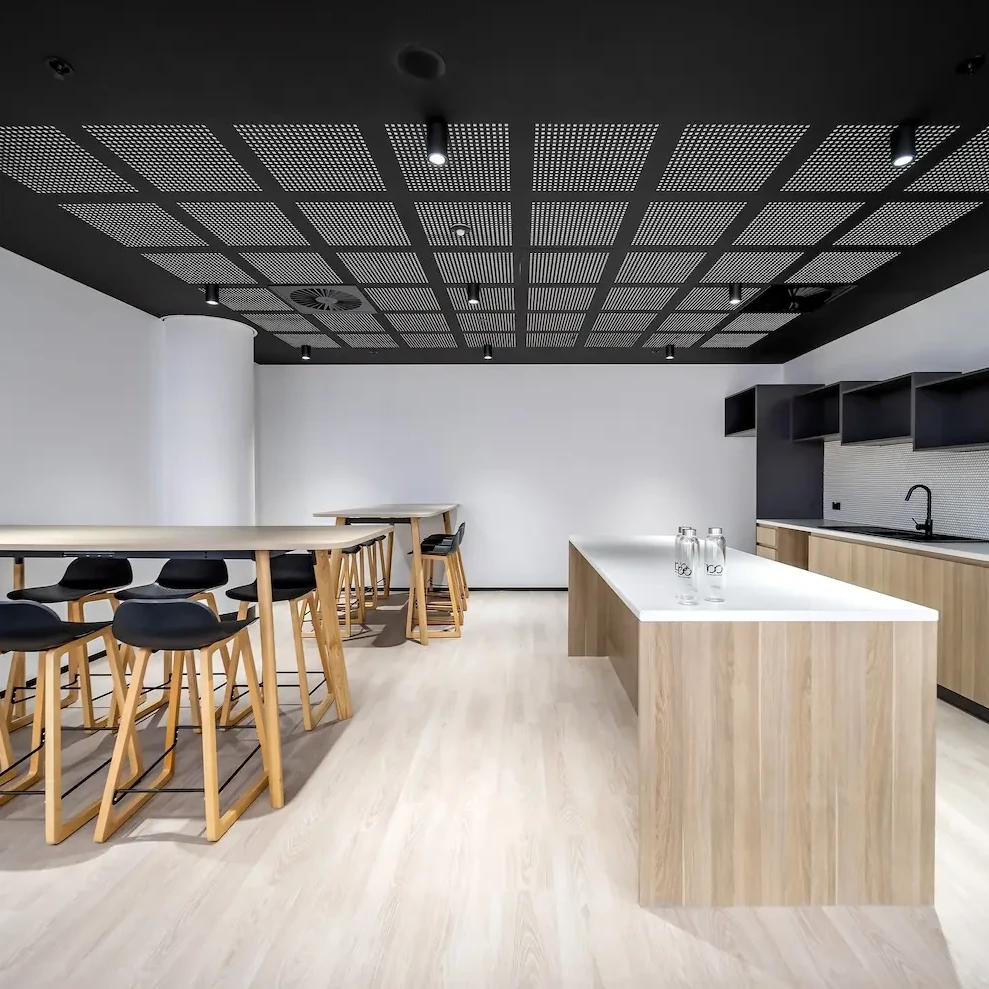 King William Street office finished minimalistic kitchen.